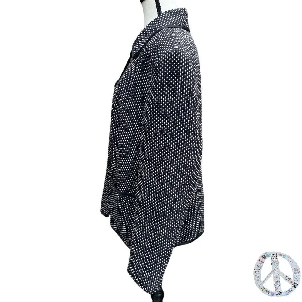 𝅺GERRY WEBER, vintage,BLACK & WHITE WOVEN PETER PAN COLLAR LINED BLAZER.SIZE 14 - Picture 3 of 11